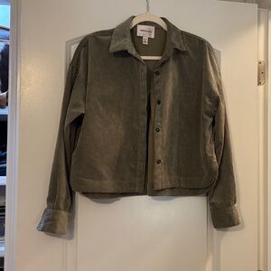 Trendy Olive Corduroy Shirt Jacket